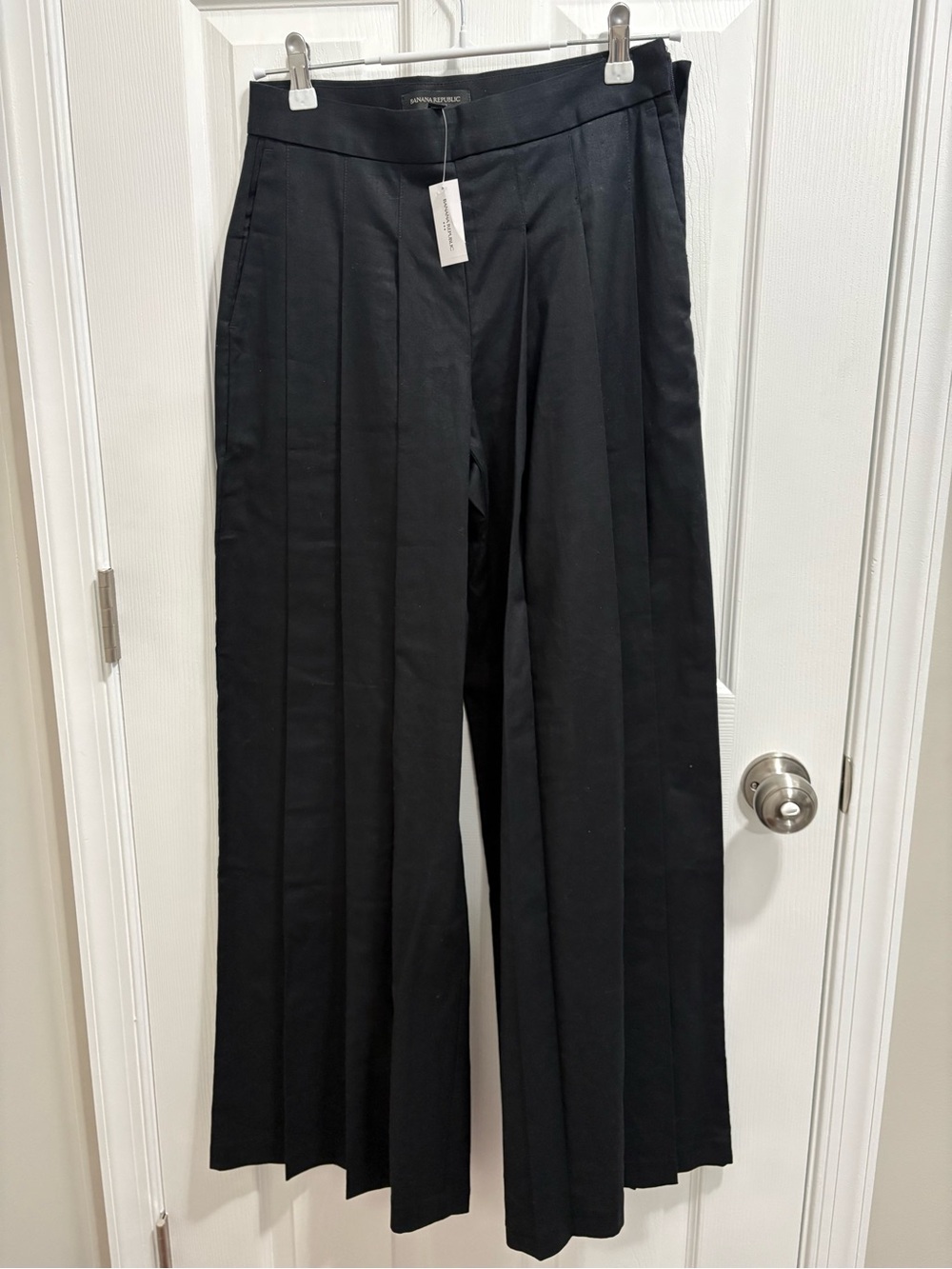 Banana Republic Black Wide-Leg Pleated Trousers